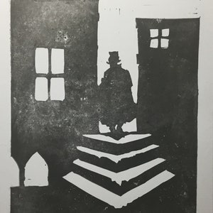 Jack The Ripper Linolschnitt Silhouette Print
