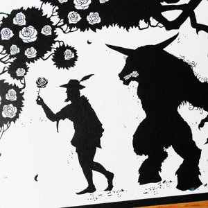 Große Silhouette Postkarte - schöne und das Biest