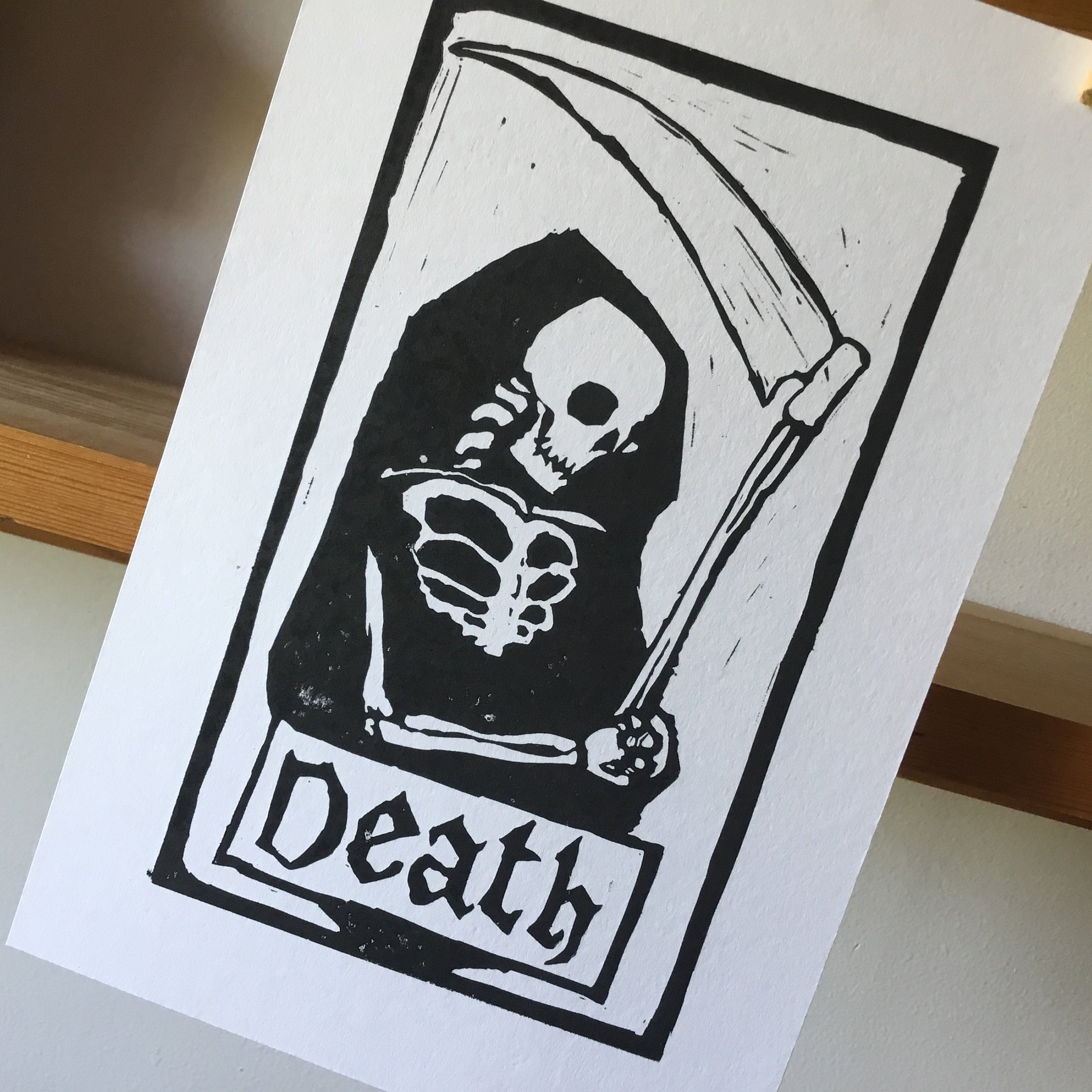 Tarot Card ‘death’ - Linocut, Black and White Print - Etsy