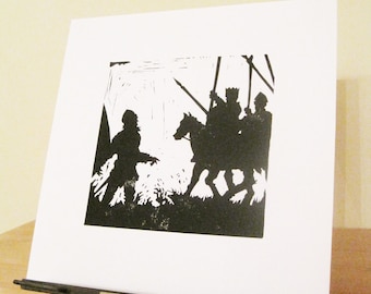 Beowulf and King Hrothgar - Silhouette Print