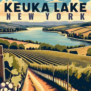 Keuka Lake Travel Poster, Digital Download