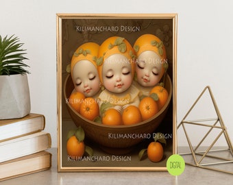 Orange Baby | Limited Edition Low Brow Art | Weird colorful Art | Pop Surrealism | Strange Wall Art | Printable Art | Kawaii