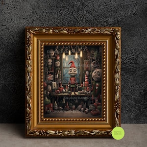 Creepy Christmas Wall Art | Santas Workshop| Christmas printable wall art