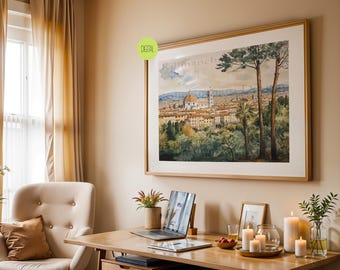 Acuarela de Florencia / Edición limitada / Paisaje urbano italiano / Póster de viaje por Europa / Arte mural arquitectónico