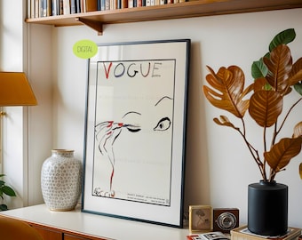 Vintage Vogue Cover Make Up| Art Deco Illustration Art Digital Download| Printable Wall Art Vintage Fashion Beauty Home Decor