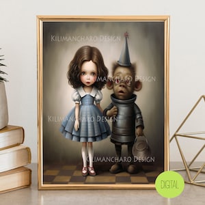 Dorothy and Tinhead | Low Brow Printable Wall Art | Pop Surrealism Wall Art | Fairy Tale Wall Art