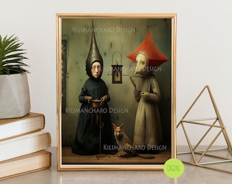 Lámina artística surrealista de Dorothy y TikTok / Decoración de pared peculiar (Descarga digital)