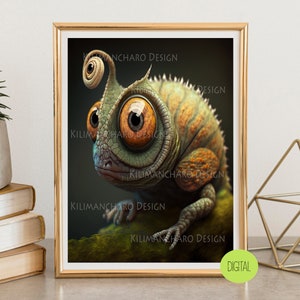 Hybrid Chamäleon, Fantasy Tier Reptilien Wandkunst