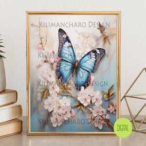 Cherryblossom Butterfly | Vintage Floral Painting | Oriental Painting | Butterfly | Blossom Painting