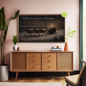 Vintage Christmas Samsung Frame TV Art | Santas Sleigh Art for TV | Farmhouse Painting | Christmas Wall Decor | Digital Download