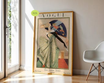 Portada vintage de Vogue de 1932 / Portada de moda parisina / Ilustración Art Déco, descarga digital / Arte mural de moda vintage / Impresión artística