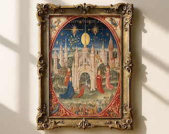 Victorian Illuminated Manuscript Painting | Vintage Medieval Manuscript Poster Wall Decor | Limited Edition Print