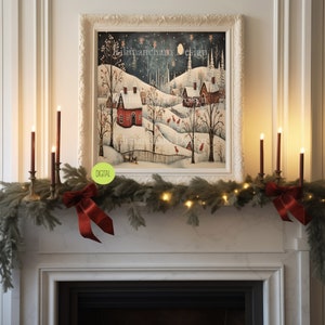 北欧のクリスマス村のプリント｜冬の街の風景（デジタルダウンロード）