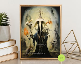 Surreal Gatekeeper Halloween Art Print | Weird Fantasy Wall Decor (Digital Download)