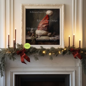 Rustic Santa Hat Still Life Painting | Christmas Wall Decor (Digital Download)