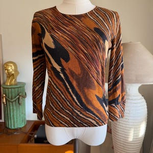 90s/y2k ANIMAL PRINT Lightweight Silk Blend SWEATER with 3/4 length sleeves. Earthy indie boho fairy grunge club wear 90s grunge Whimsigoth