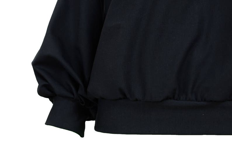 Oekotex jersey jumper SchwarzerPullover Cotton sweater with balloon sleeves in black balloon sleeve sweatshirt, black sweater