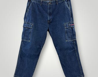 Vintage Polo Jeans Co Ralph Lauren Cargo Jeans Cell Phone Pocket 44x35 Y2K