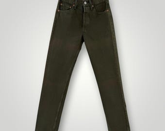 Jeans Levi's 501 verdes vintage, hechos en EE. UU., nuevos con etiquetas, cierre de botones, talla 28x34 para hombre.