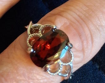 Garnet Crystal Zircon Ring