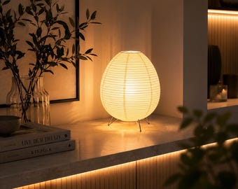 Lampe de chevet en papier de riz, design japonais épuré, éclairage chaleureux et relaxant