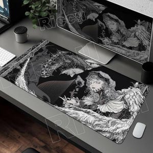 Gothic Retro Schwarz Mauspad - Künstlerische Schreibtischmatte, Großes Gaming Mousepad, Bürobedarf, Hd Schreibtischunterlage, PC Zubehör