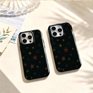Funda para teléfono MagSafe Vintage Dark Celestial Star, funda retro boho con remolinos de estrellas y cielo nocturno, para iPhone 11-18 Pro Max, Samsung S20-S26 y otros modelos.