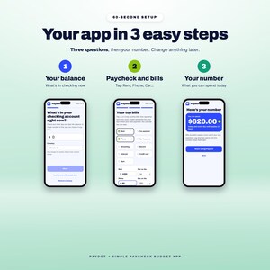 Simple Infographic Te Paycheck Budget App, Biweekly Budget Planner, Bill Calendar, Debt ...