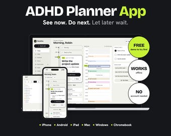 ADHD Day Planner App, Visual Time Blocking, Focus Timer (Digital Download)