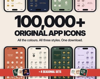 100,000+ Original App Icons: 107 Themes, 3 Styles, Wallpapers (Digital Download)