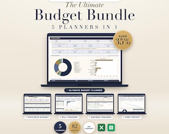 Budget Planner Bundle Spreadsheet Excel Google Sheets Paycheck Bill Tracker Savings Debt Payoff Monthly