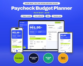 Paycheck Budget App, Biweekly Budget Planner, Bill Calendar, Debt Payoff, Savings Tracker