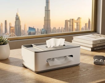 1pc Gray Multifunctional Tissue Storage Box | Modern Tissue Organizer for Home & Office