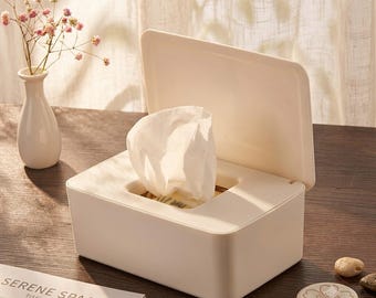 Wet Wipes Dispenser Box with Lid – Dustproof Tissue Organizer for Home, Car & Office