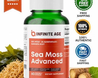 Sea Moss Advanced Capsules | Irish Moss, Bladderwrack, Burdock Root (60 Vegan)
