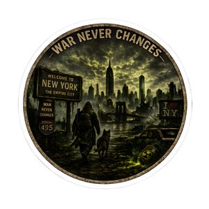 War Never Changes Fallout NYC | Post-Apocalyptic New York City | Kiss Cut Stickers
