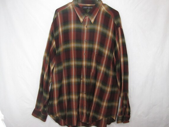 Vintage Jhane Barnes Rust Buffalo Plaid Rayon Blend Made In Etsy
