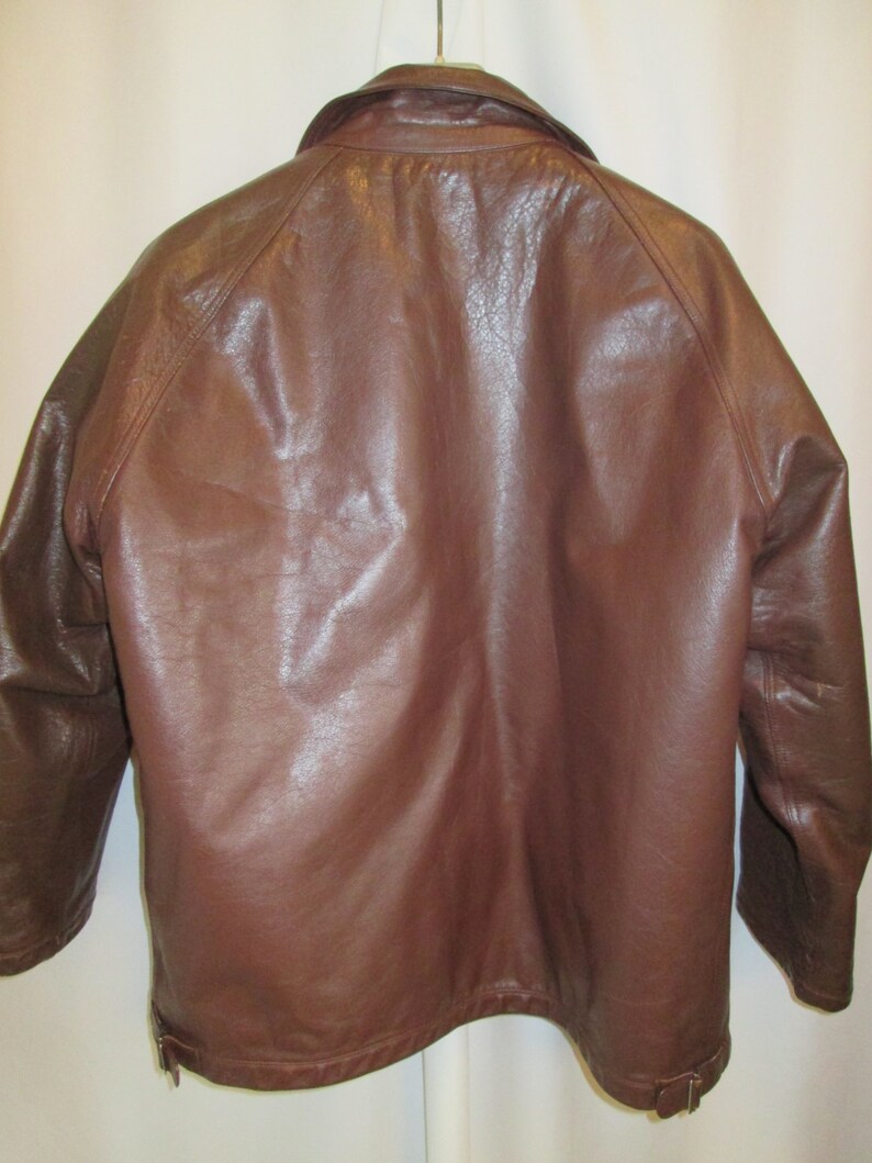 Vintage circa 50s buckle back brown leather workmans jacket | Etsy