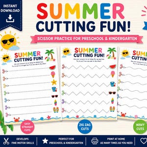 Summer Cutting Fun Printable Worksheets | Scissor Skills Practice