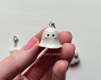 Mini Yeti Keychain Polymer Clay | Phone Strap Charm | Kawaii Ghost Bag Clip
