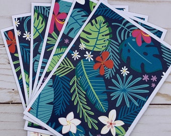 Handmade Note Cards Set of 6 ~ All Occasion ~ Tropical Leaves ~ Monstera ~ Plant Lovers ~ Thank You ~ Blank Stationery -PinkPeppermintShoppe