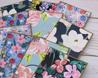 Handmade Note Cards Set of 10 ~ All Occasion ~ Flowers ~ Florals ~ Thank You ~ Blank Kraft Greetings Stationery - PinkPeppermintShoppe