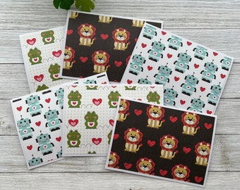 Note Cards Set of 6 ~ Valentine's Day ~ Robots ~ Lions ~ Frogs ~ All Occasions - Thank You ~ Blank Stationery Pack - PinkPeppermintShoppe