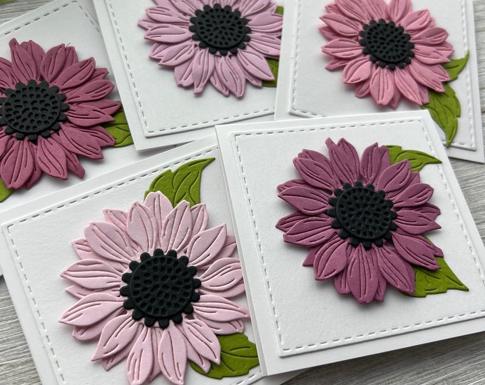 Set of 5 Mini Note Cards ~ Sunflower ~ 3x3 Blank Card W/envelopes ...
