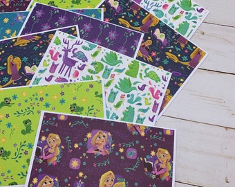 Handmade Note Cards Set of 12 ~ Princess ~ Tangled ~ Rapunzel ~ Blank Thank You Stationery ~ Birthday - PinkPeppermintShoppe