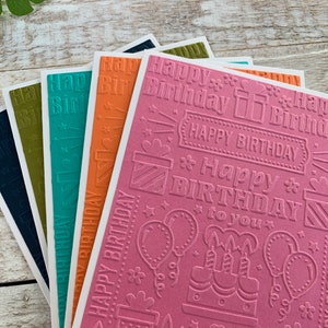 Handmade Embossed Note Cards Pack ~ Happy Birthday ~ Thank You ~ Bold ...