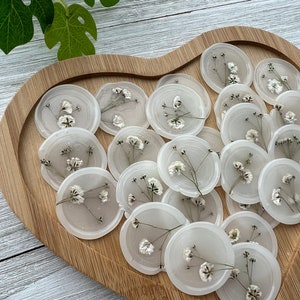 Set of 9 ~ Baby's  Breath Pressed Flower Wax Seal Stickers ~ Envelopes and Letter Seals ~ Invitations ~ Self-Adhesives