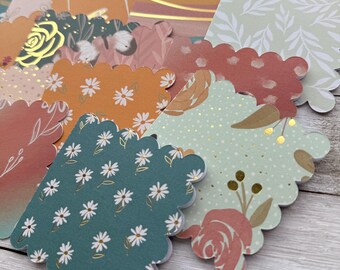 Mini Scalloped Note Cards: Assorted Floral Stationery, Set of 20