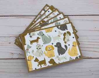 Handmade Note Cards Set of 6 ~ All Occasion ~ Paw Prints ~ A Dog's Life ~ Doggy Lover ~ New Pet ~  Thank You ~ Blank Kraft Stationery Pack