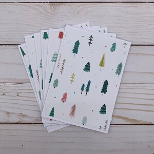 Handmade Note Cards Set of 6 ~ All Occasion ~ Christmas Trees ~ Blank Winter Holiday Stationery Pack ~ Thank You ~ Minimalist ~ Simple